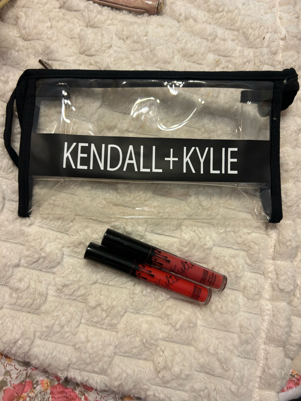 Kendall + Kylie Clear Stadium Bag with 2 Kylie Cosmetics Matte Liquid Lipsticks